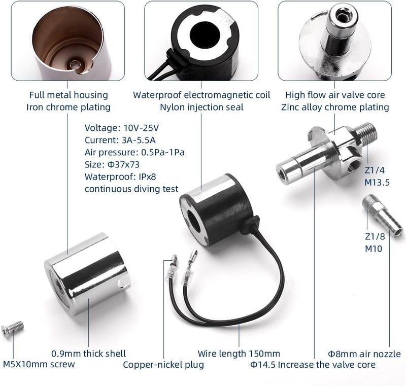 FARBIN Truck Air Horn 178DB 4 Trumpet Train Horn 12V/24V Car Horn for Trucks Super Loud Air Horns with Electric Solenoid Universal for Truck Car Pickup Jeep SUV Train Boat Silver(Silver 4-tube 12/24V) - Image 5